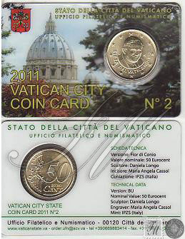 Vaticano - 2011 - Monedas Euros en cartera oficial - FDC / MS - 50 Centimos año 2011 / Coin Card nº 2 / Benedicto XVI