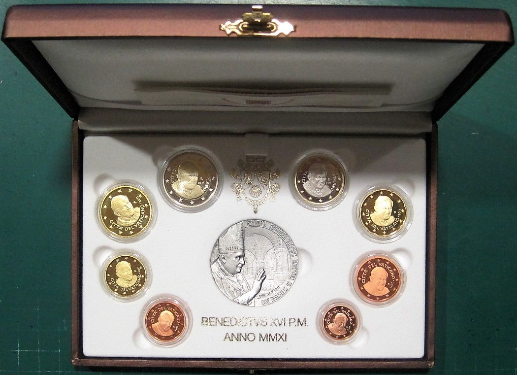 Vaticano - 2011 - Monedas Euros en cartera oficial - PROOF - Estuche 2011 (8 monedas)