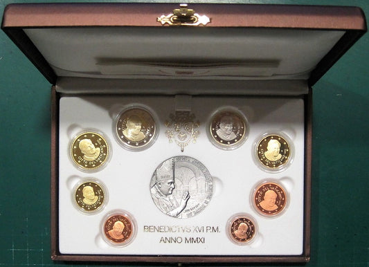 Vaticano - 2011 - Monedas Euros en cartera oficial - PROOF - Estuche 2011 (8 monedas)