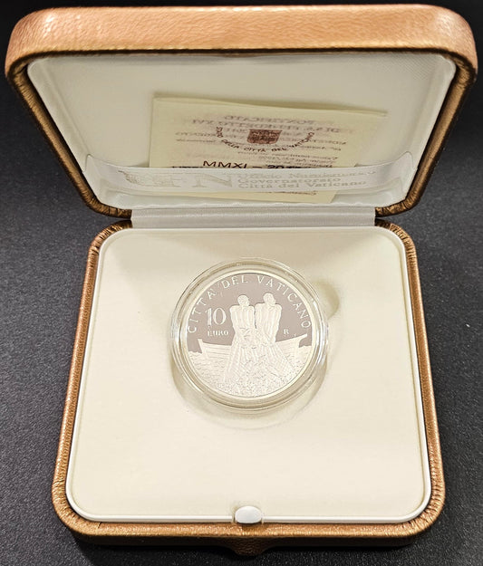 Vaticano - 2011 - Monedas euros en plata - Nº KM00428 - PROOF - 10 € año 2011 / 60º aniversario ordenación Benedicto XVI / 22 gr