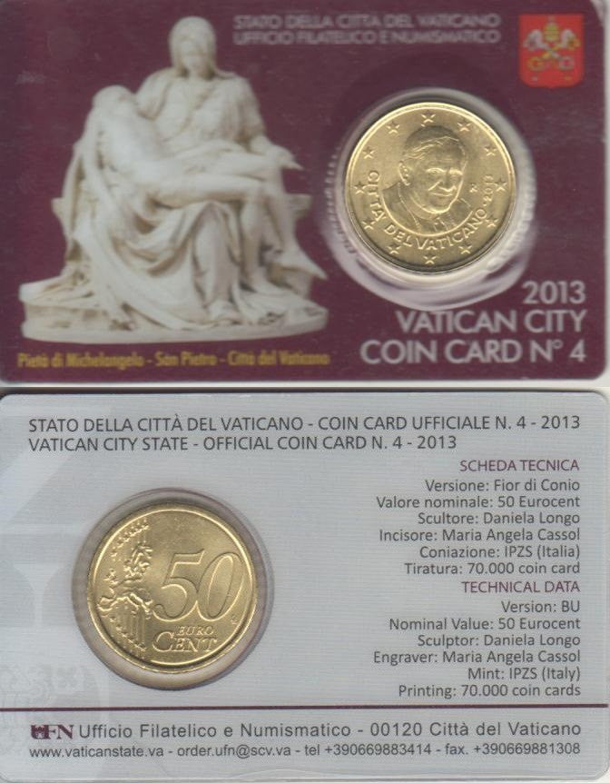 Vaticano - 2013 - Monedas Euros en cartera oficial - FDC / MS - 50 Centimos año 2013 / Coin Card nº 4 / Benedicto XVI