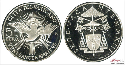 Vaticano - 2013 - Monedas euros en plata - Nº KM00442 - PROOF - 5 € año 2013 / Sede Vacante / 18 gr. plata