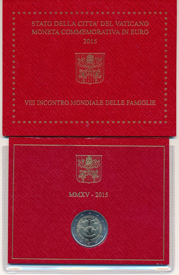 Vaticano - 2015 - Monedas Euros en cartera oficial - FDC / MS - 2 € Año 2015 / 8º encuentro mundial de la familia