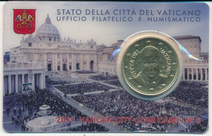 Vaticano - 2015 - Monedas Euros en cartera oficial - FDC / MS - 50 Centimos año 2015 / Coin Card nº 6 / Plaza San Pedro