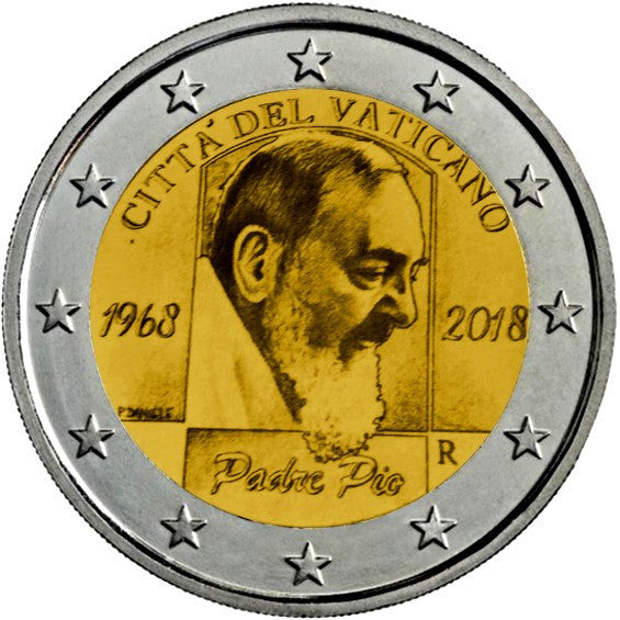 Vaticano - 2018 - Monedas Euros en cartera oficial - FDC / MS - 2 € Año 2018 / Padre Pio