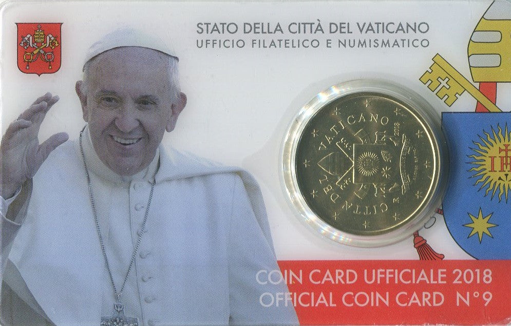 Vaticano - 2018 - Monedas Euros en cartera oficial - FDC / MS - 50 Centimos año 2018 / Coin Card nº 9 / Papa Francisco