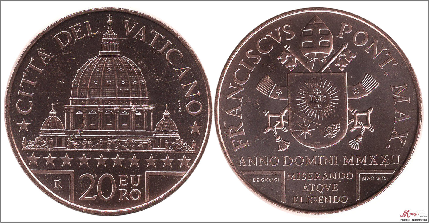 Vaticano - 2022 - Monedas Euros circulación - S/C / UNC - 20 € Año 2022 / San Pedro