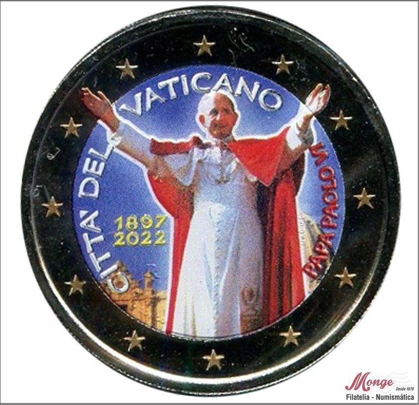 Vaticano - 2022 - Monedas Euros Color - FDC / MS - 2 € año 2022 / Papa Pablo VI