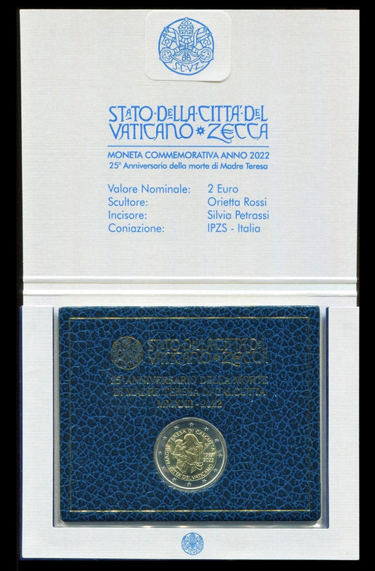 Vaticano - 2022 - Monedas Euros en cartera oficial - FDC / MS - 2 € año 2022 / M.Teresa de Calcuta