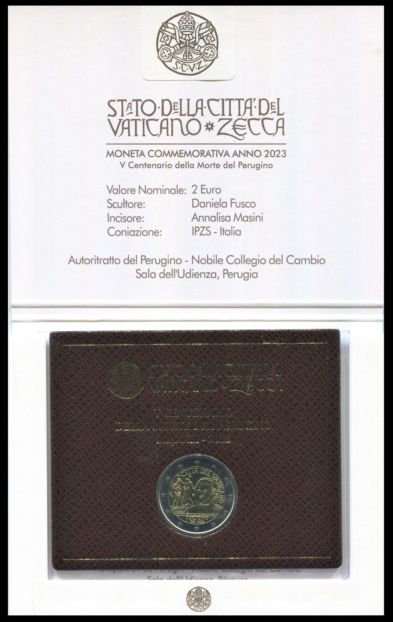 Vaticano - 2023 - Monedas Euros en cartera oficial - FDC / MS - 2 € año 2023 / V Centenario de la muerte del Perugino